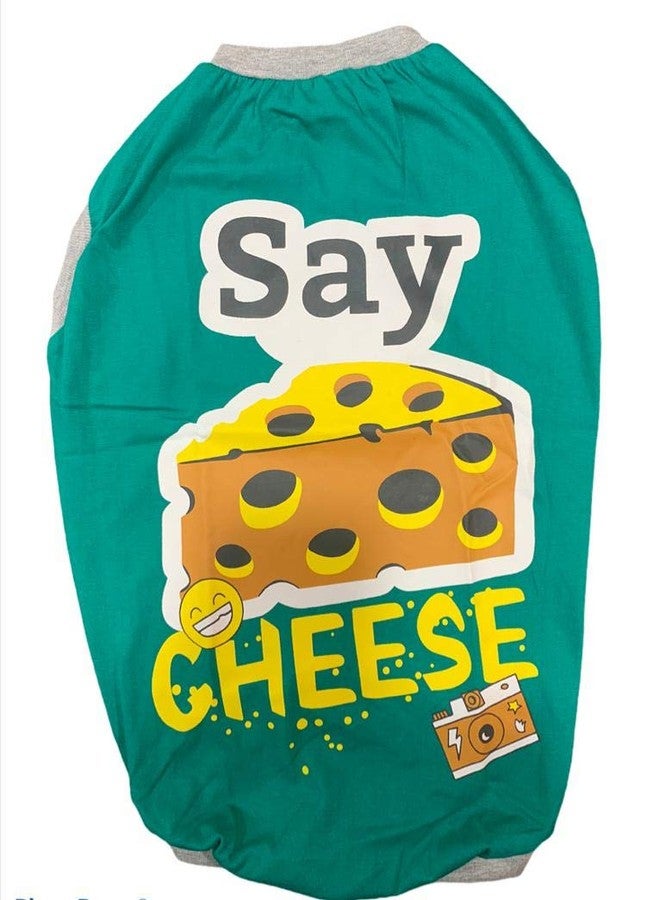 CHOOSTIX Summer Dog T-Shirt, Say Cheese, Green, 10", 150g - Image 1